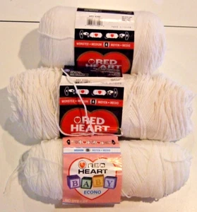 Lot of 3 Large Skeins White Yarn by Red Heart - NEW (#153) - Picture 1 of 6