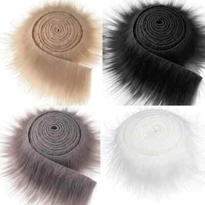 1.5M Faux Fur Strips Ribbon 9cm Edge Trim Sewing Clothing Cuffs Craft Decoration - Picture 1 of 12