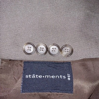 Blazer Statements Masculino 40S Marrom Greige Terno Jaqueta Casaco Esportivo Entrevista Formatura - Imagem 1 de 4