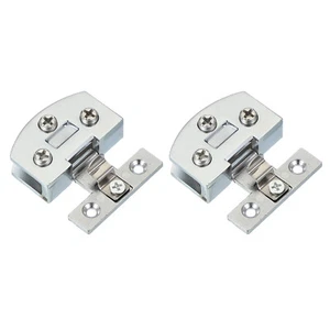 2 Pcs 1-1/8" Cabinet Glass Door Hinge Wine Cabinet Clamp Bright Silver - Picture 1 of 7
