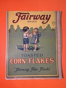 Vintage Schnittschäden Fairway Marke Lebensmittel geröstete Cornflakes geschnittene Platte aus einer Box - Bild 1 von 17