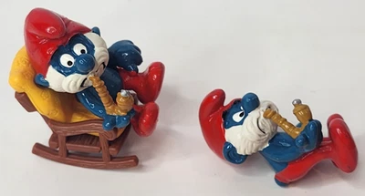 RARE Vintage Smurf 6736 Rocking Chair Smurf  1980s Super-Smurf Figure - Image 1 of 4