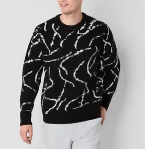 J Ferrar Langarm Strickpullover Herren 2XL schwarz weiß neu mit Etikett UVP $ 60 SUPERWEICH! - Bild 1 von 3