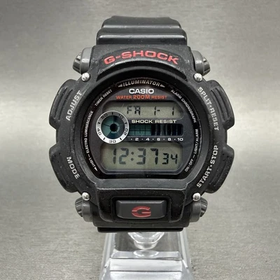 Casio G-Shock DW-9052 Watch Men 47mm Digital Black & Red Round New Battery ABC12 - Image 1 of 4