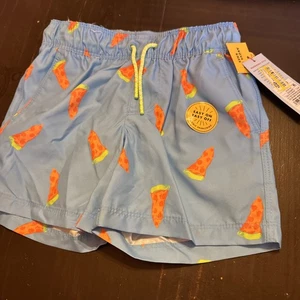 Cat & Jack Neu mit Etikett Easy On Easy Off Jungen Badehose Pizzamuster - Bild 1 von 5