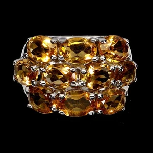 925 Anillo Plata de Ley Ovalado Citrino 7x5mm Gema Natural Joyería Talla - Imagen 1 de 14