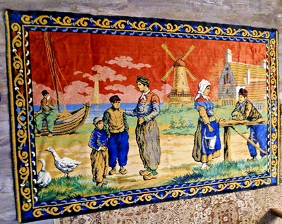 Alfombra italiana vintage grande tamaño es grande a 47" x 74" ¡colores vivos! Bonito Foto 1 de 4