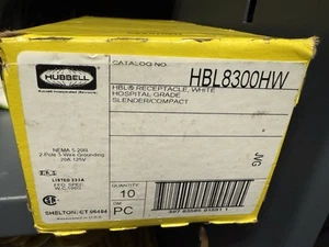 Qty Of 10 - Hubbell HBL8300HW 20A 125VAC Duplex Receptacle WHITE - Picture 1 of 2