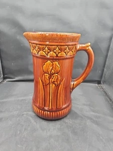 Antique Stoneware Glossy Brown Glaze 9 in. Pitcher; possibly Brush McCoy - Picture 1 of 8