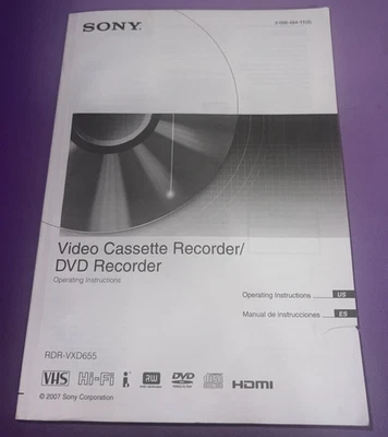 Sony DVD Video Cassette Recorder/ DVD Recorder RDR-VXD655 Operating Manual - Image 1 of 3