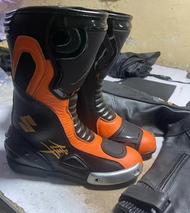 SUZUKI HAYABUSA Motorcycle Biker Leather Boots Motorbike Leather Racing Boots - Picture 1 of 3