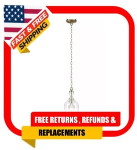 Brass Pendant Ceiling Light Verona 1-Light Brushed Brass with Clear Glass Shade - Picture 1 of 3