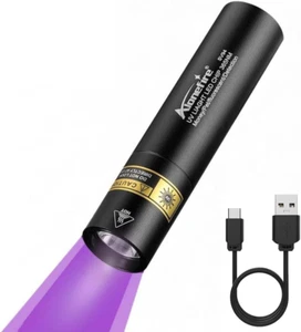 SV94 365Nm Small UV Flashlight 3W USB C Rechargeable Mini Black Light Money Dete - Picture 1 of 12