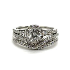 Lady's Diamond Wedding Set 120 Diamonds .412 Carat T.W. 14K White Go (EPJ024908) - Picture 1 of 9