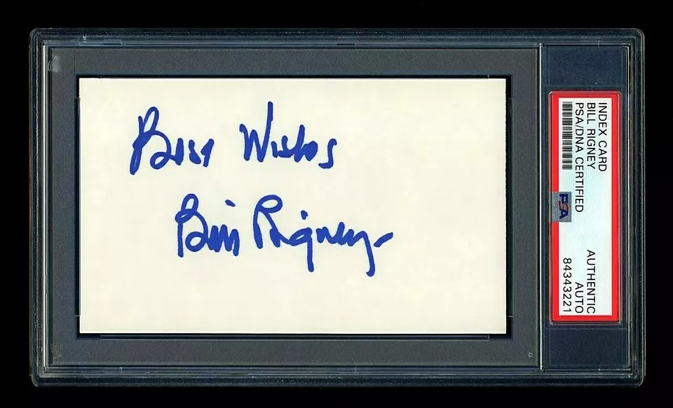 BILL RIGNEY SIGNED MINT INDEX CARD PSA/DNA AUTOGRAPHED CALIFORNIA ANGELS MANAGER - Image 1 of 1