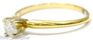 Anillo de compromiso solitario anillo de boda solitario de diamantes de oro sólido de 14 quilates de colección - Imagen 1 de 7