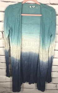 MOTH Anthropologie Womens Size M Blue/White Ombre Long Sleeve Cardigan - Picture 1 of 6