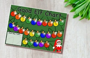Handmade, A4, Christmas, Good Elf Chart, reusable, Laminated, wipe clean, - Picture 1 of 5