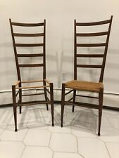 Pair of Gio Ponti Ladder Back Chairs Italy Rope Seat
