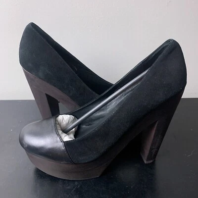 Madison Harding Christian Plataforma Bomba Puntera Cuero Negro 8.5 M EE. UU. Foto 1 de 4