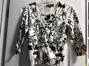 JAC Woman's 3/4 sleeve black/white cardigan Size M - Picture 1 of 3