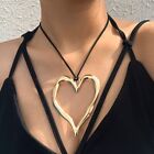 IngeSight.Z Exaggerated Hollow Big Love Heart Pendant Necklace for Women Korean 