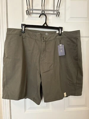 St John's Bay 20W Oregano Green Flat Front Chino Tummy Control Mid Rise Shorts - Image 1 of 4