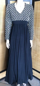 Vintage 70er Julie Miller schwarz langes Maxi Cocktailkleid silber Strick Boho MCM S/M - Bild 1 von 12
