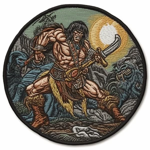 Sword & Sorcery Patch Iron-on Applique Barbarian Badge Savage Cosplay Warrior - Picture 1 of 12