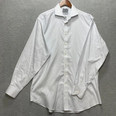 Camisa masculina listrada branca manga longa algodão 16,5 34/35 clássica THOMAS DEAN L - Imagem 1 de 4