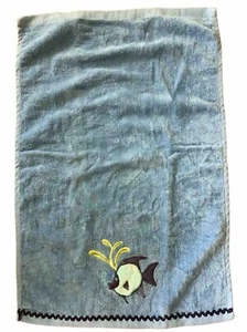 Embroidered Fish Bubble Beach Hand Towel 100% Cotton 16x24￼ - Picture 1 of 6
