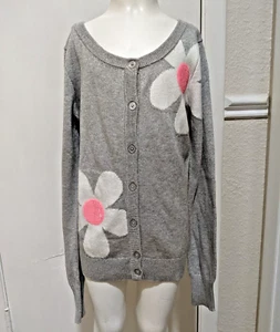 JUSTICE Flower Power Size 12 Gray Sweater Glitter Sparkle Cardigan Sequins NEW - Picture 1 of 10