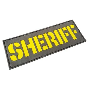 Large Sheriff 3x8 ranger green reflective at night morale SWAT Police hook patch - Picture 1 of 6