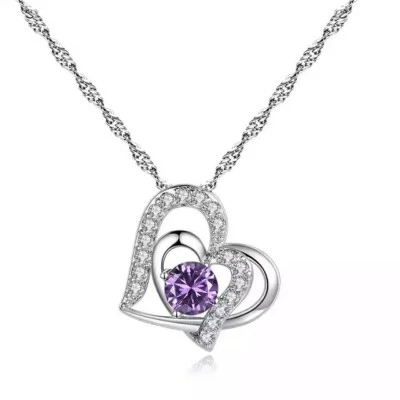 Impresionante collar corazón amatista púrpura regalo para mujer Foto 1 de 2