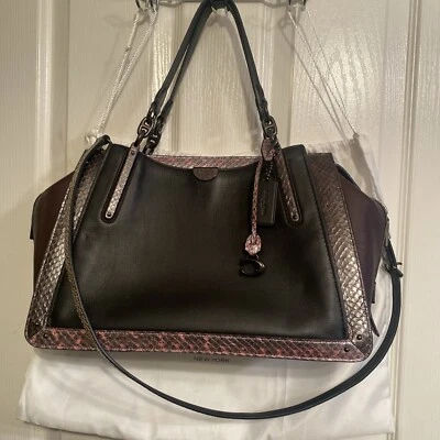 Coach 76459 Dreamer 36 Color Block Exotic Black Oxblood Leather Satchel Bag 2way - Image 1 of 4