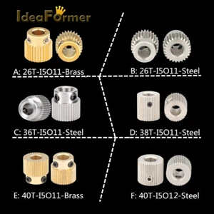2Pcs MK7 MK8 Extrusion Gear 26/36/38/40Tooth Brass/Steel Drive Gear Feeder Gear. - Picture 1 of 22