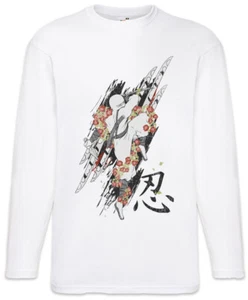 White Ninja Langarm T-Shirt Bushido Banzai Japan Shogun Samurai Sword Armor - Picture 1 of 1