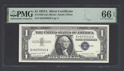 United States-Silver Certificate 1 Dollar 1957A Fr#1620 (QA Block) UNC Grade 66 - Image 1 of 2