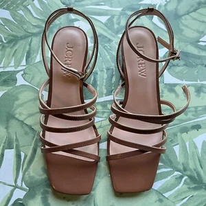 J.CREW NUOVO CON ETICHETTE donna Layne marrone cinturino-sandalo pelle tacco tg 7,5 CA047 - Foto 1 di 8