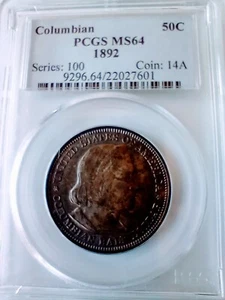 1892 50¢ Columbian Exposition Silver Commemorative PCGS MS64 - Picture 1 of 7