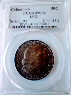 1892 50¢ Columbian Exposition Silver Commemorative PCGS MS64 - Image 1 of 4
