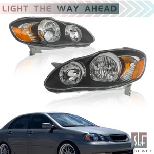 For Toyota Corolla 2003-2008 Black Replacement Headlights Headlamps Left+Right - Picture 1 of 12