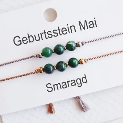 Geburtsstein Armband Mai Smaragd Naturstein Edelstein Damen Schmuck Talisman - Bild 1 von 4