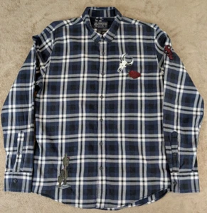 VTG American Rag Plaid Flannel Shirt Men’s Large South Western Patched - Picture 1 of 16