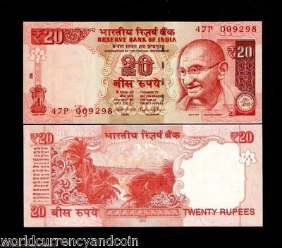 INDIA 20 RUPEES New 2012 - 2015 UNC Full Bundle GANDHI Lot x 100 PCS BANK NOTE - Image 1 of 3