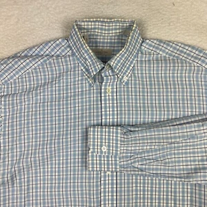 Ermenegildo Zegna Soft Shirt Men L Large Blue Plaid Long Sleeve Button Front - Picture 1 of 13