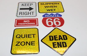 Vintage 90's STREET SIGNS Vending Machine Sticker Lot - 6 - Prismatic - Large - Picture 1 of 13