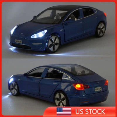 Tesla Model 3 1:32 Model Car Alloy Diecast Toy Vehicle Collection W/ Sound Light - Image 1 of 4