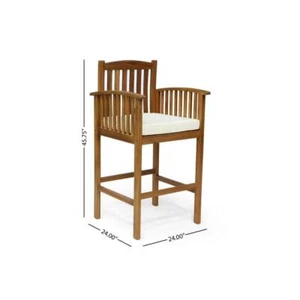 Noble House Outdoor Bar Stool 45.75 " H X 24 " W, Casa Natural Wood (2-Pack) - Picture 1 of 6