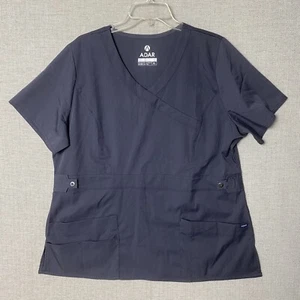 Adar Pro Scrubs Top Womens XL Gray S/S Pullover Stretch V-neck Shirt - Picture 1 of 5